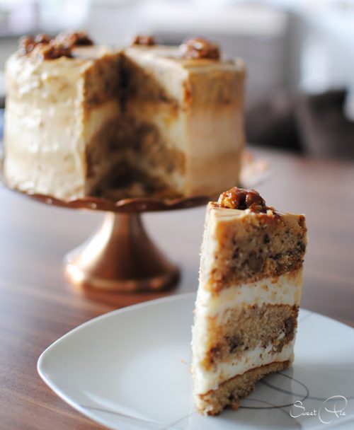Apfel Walnuss Torte mit Karamell