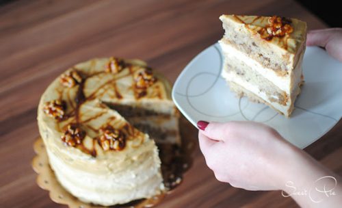 Apfel Walnuss Torte mit Karamell