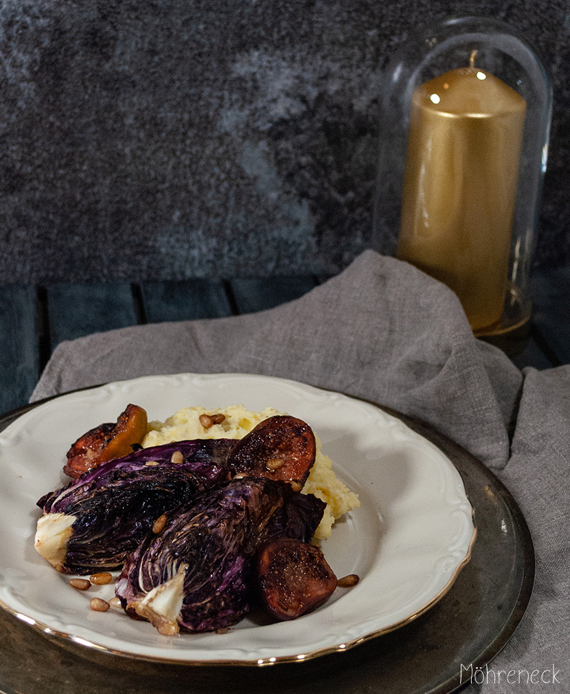 Gebratener Radicchio mit Feigen und Kartoffel-Sellerie-Püree