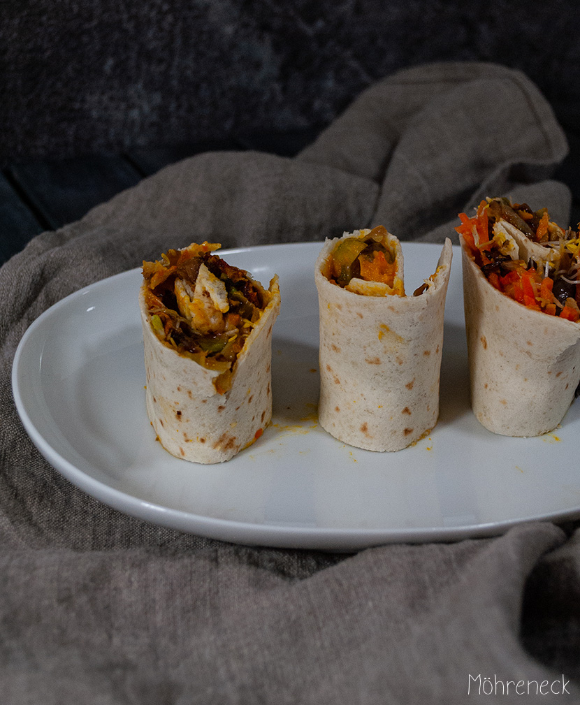 Mini-Wraps mit Kürbis-Hummus und Gemüse - Möhreneck