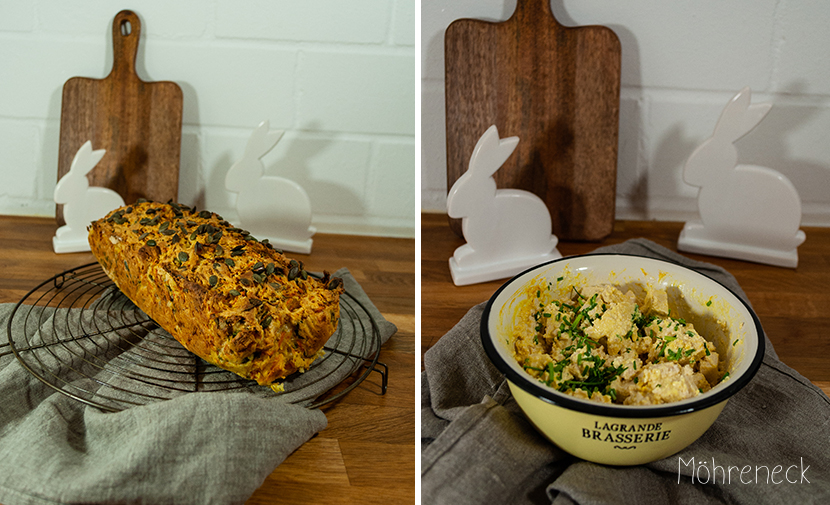 Möhren-Kürbiskern-Brot mit veganem Eiersalat