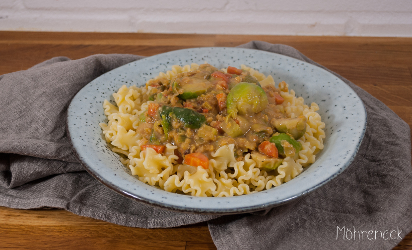 Pasta mit Rosenkohl-Linsen-Pasta