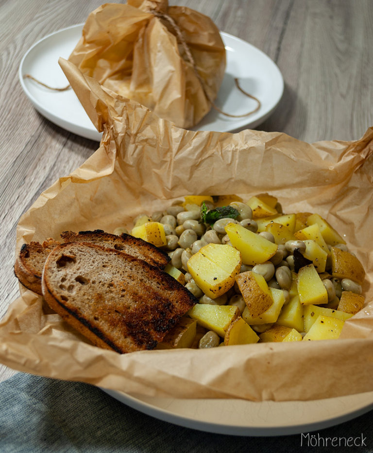 Kartoffeln mit grünen Bohnen im Päckchen - Möhreneck