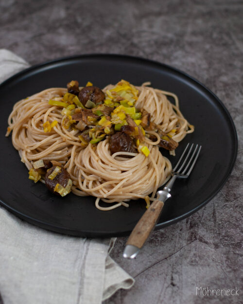 Lauch-Maronen-Pasta