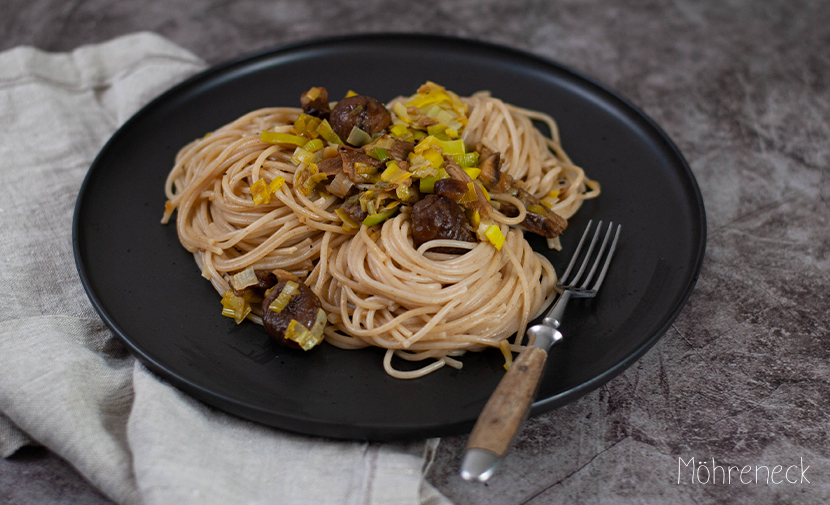 Lauch-Maronen-Pasta