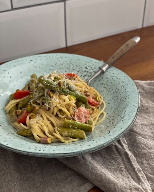 zitrone grüne Spargel-Pasta